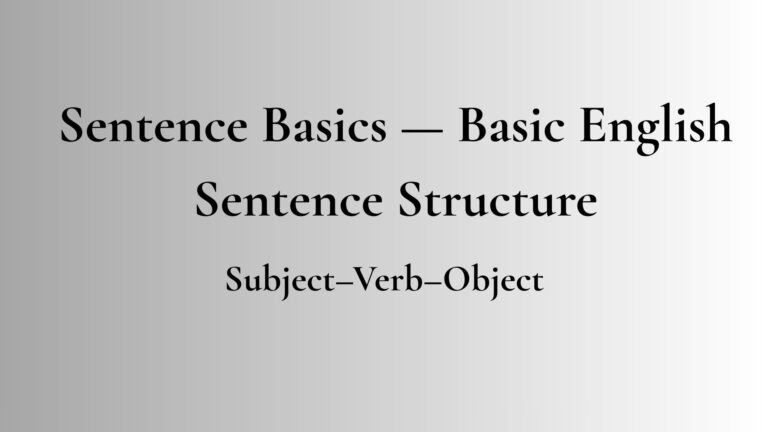Basic English sentence structure Subject Verb Object example for beginners