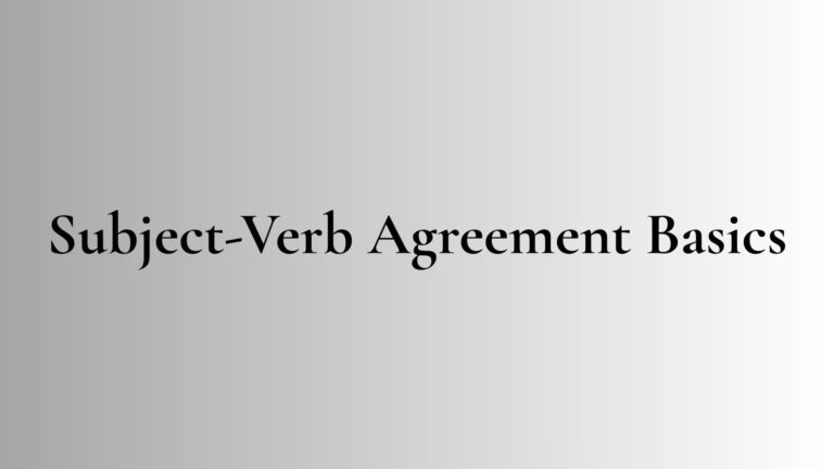 Subject-verb agreement basics chart showing singular and plural subject verb examples in English grammar